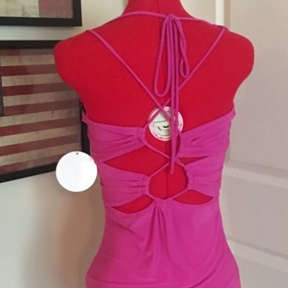 Coral Open Back Crisscross Halter Maxi Tube Dress Symphony Full Length Sexy Sm - Picture 7 of 7